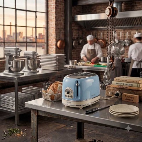 Ariete vintage brødrister i retrostil, blå
