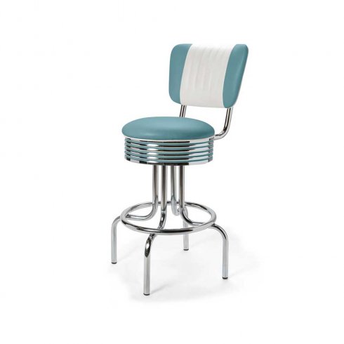 Diner barstol retro 66 cm med rygg blå