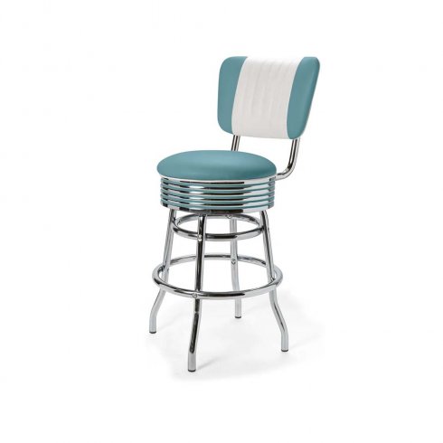 Diner barstol vintage 66 cm med rygg blå