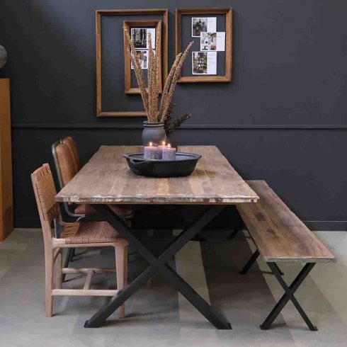 Poovar-benk i gjenvunnet tre, 250 cm, Trademark Living