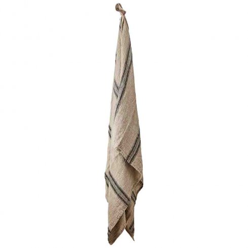 Bordduk i lin, natur/svart, 220 x 130 cm
