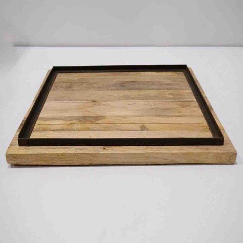 Bordplate i patinert mangotre, 70 x 60 cm