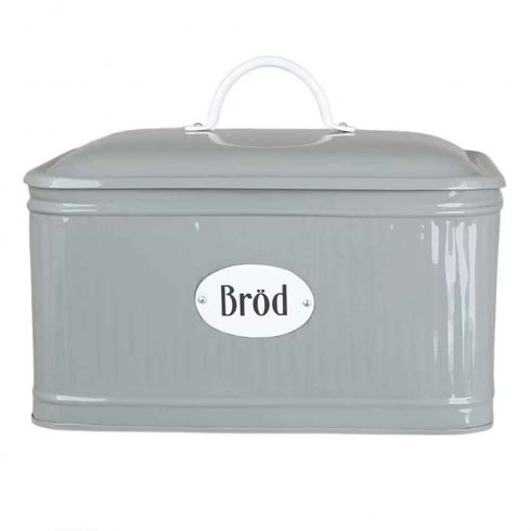 Brødboks med tekst i blikk, grønn