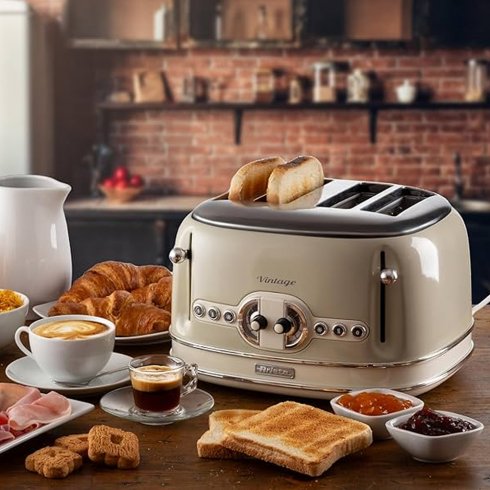 Ariete vintage brødrister for 4 skiver, beige