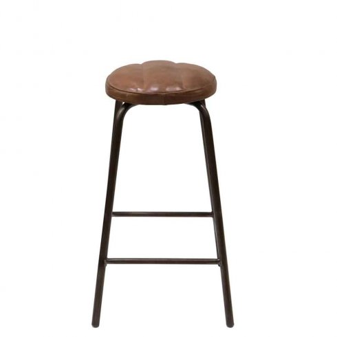 Barstol Brooklyn med rund sitteflate i skinn fra Trademark Living