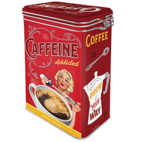 Kaffeboks «Caffeine addicted» med klikklokk