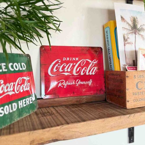 Metallskilt «Coca Cola Refresh Yourself» 15 x 20 cm