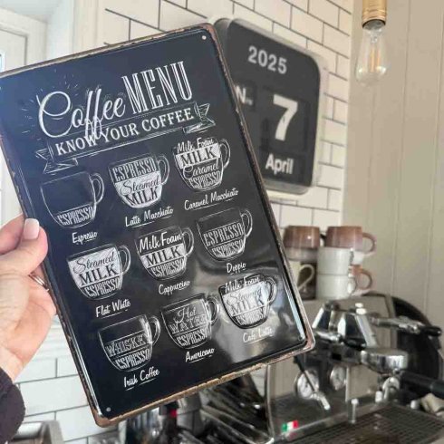 Metallskilt «Coffee»-meny... 20 x 30 cm