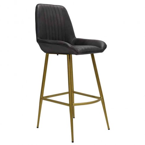 Barstol Comfort, matt svart skinn, Trademark Living