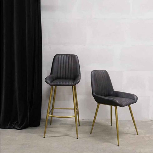 Barstol Comfort, matt svart skinn, Trademark Living