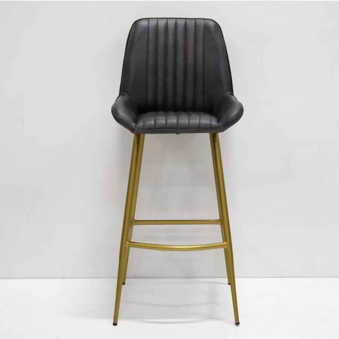 Barstol Comfort, matt svart skinn, Trademark Living