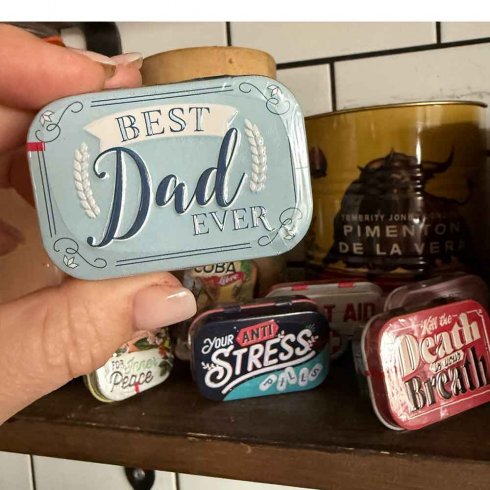 Pillerask – verdens beste pappa – med myntepastiller