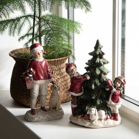 Juledekorasjon: Gran med barn, 25 cm