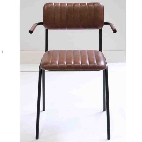 Spisestol «Diner» brun/svart med armlener fra Trademark Living