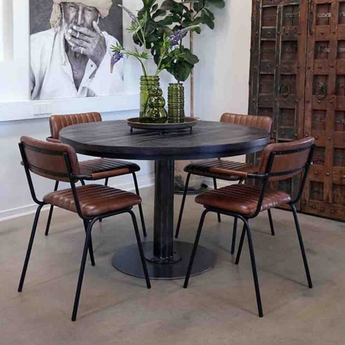 Spisestol «Diner» brun/svart med armlener fra Trademark Living