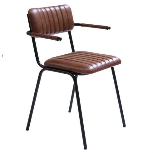 Spisestol «Diner» brun/svart med armlener fra Trademark Living