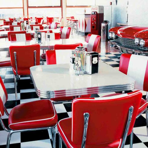 Diner stol tvåfärgad röd