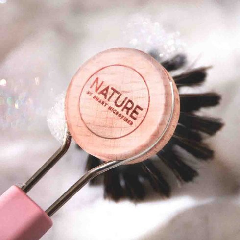 Oppvaskbørste «Nature» med silikonhåndtak, rosa