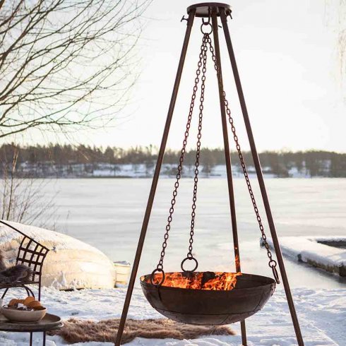 BARBEQUE Grillkurv Ø 80 cm med stativ, brun