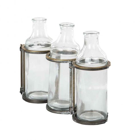 Reserve glassflaske til stativ i antikk messing