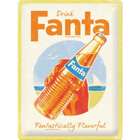 Fanta-metallskilt, flaske, 30 x 40 cm