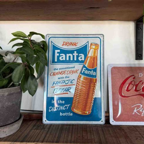 Metallskilt «Drink Fanta», 20 x 30 cm