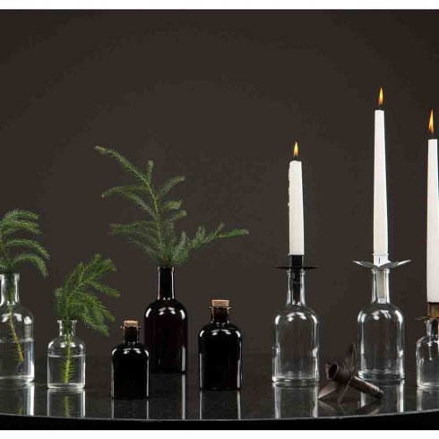 Glassflaske med kork, mørkebrun, 150 ml