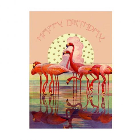 Dobbel bursdagskort «Birthday Flamingo»