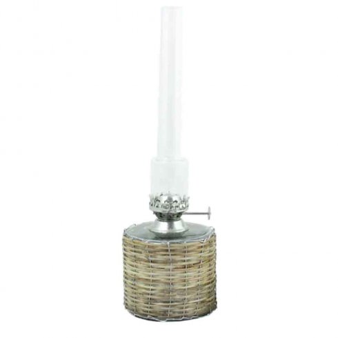 Parafinlampe, rett kurv, nikkel, stor, Ø 10 x 33 cm