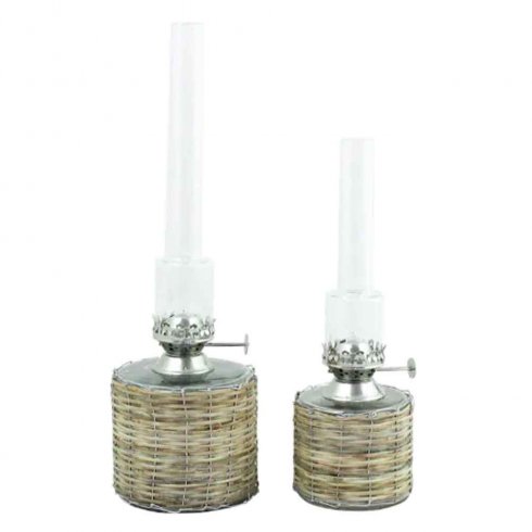 Parafinlampe, rett kurv, nikkel, liten, Ø 8 x 25 cm