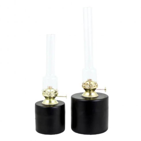 Parafinlampe, rett, svart, liten, Ø 8 x 25 cm