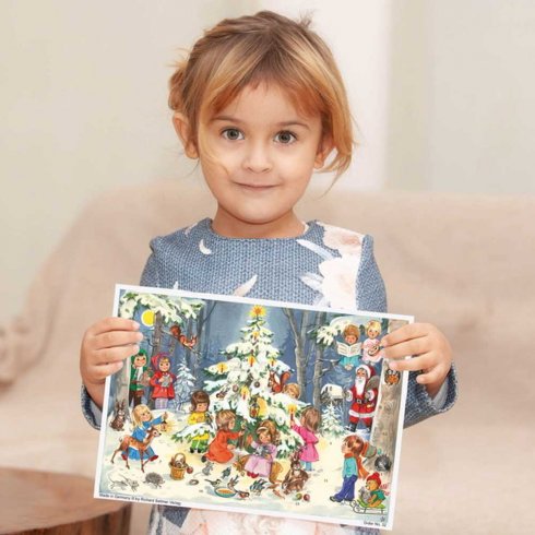 Gammeldags adventskalender i A4-format med juletre