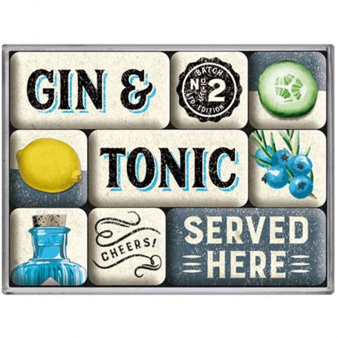 Magnetsett «Gin Served Here» – 9 magneter