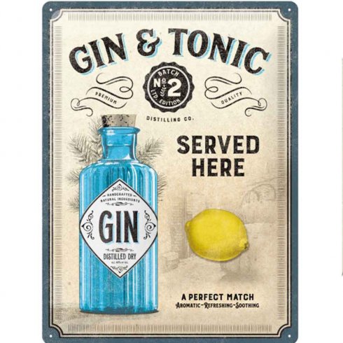 Plateskilt «Gin & Tonic», 30 x 40 cm