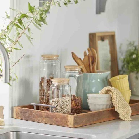 Glasskrukke med bambuslokk, 1300 ml
