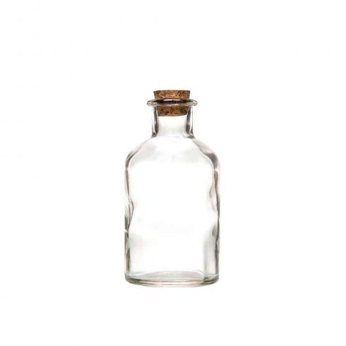 Glassflaske med kork, gjennomsiktig, 250 ml