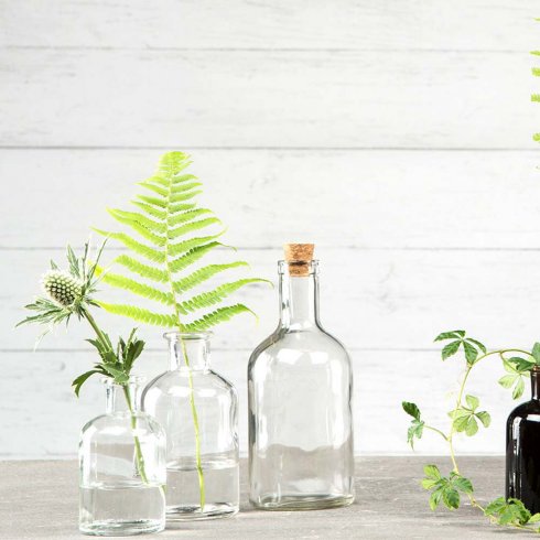 Glassflaske med kork, gjennomsiktig, 250 ml