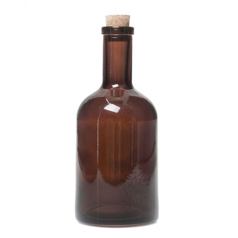 Glassflaske med kork, mørkebrun, 400 ml
