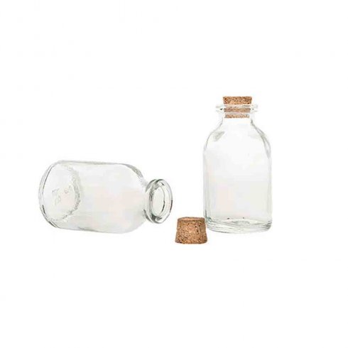 Glassflaske med kork, klar, Mini, 20 ml
