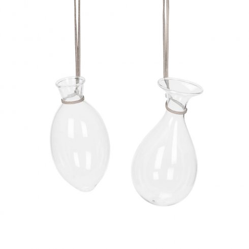 Glasvas-flaske med snor, 2 stk.