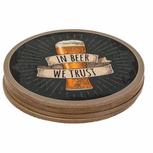 Glassunderlag Beer, 4-pakning