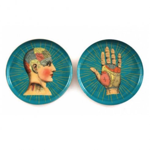 Glassunderlag Phrenology, 2-pakning i metallplate