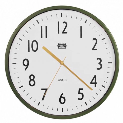 Veggklokke Göteborg, diameter 35 cm, grønn