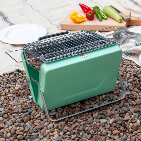 Bærbar kullgrill i veske med håndtak – mintgrønn