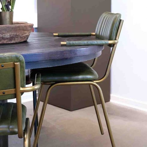 Spisestol Diner grønn/messing med armlener fra Trademark Living