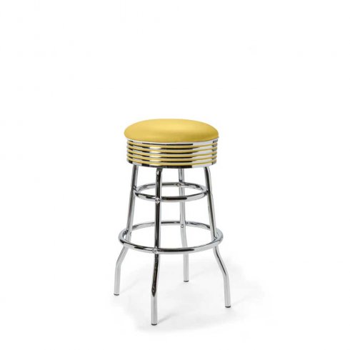 Diner barstol vintage utan rygg gul