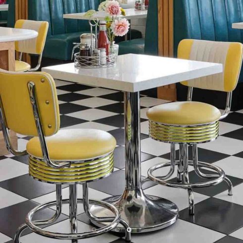 Retro barstol «Diner», 66 cm, med ryggstøtte