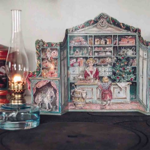 Gammeldags adventskalender i 3D – handelsbod