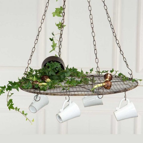 Rund hengende hylle med kjeder, Ø 60 cm
