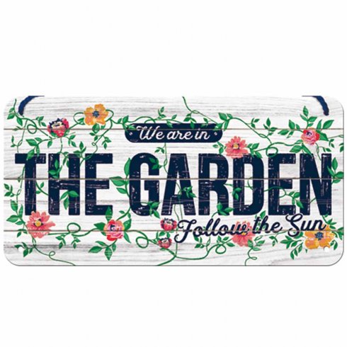Plateskilt med henger «The Garden»